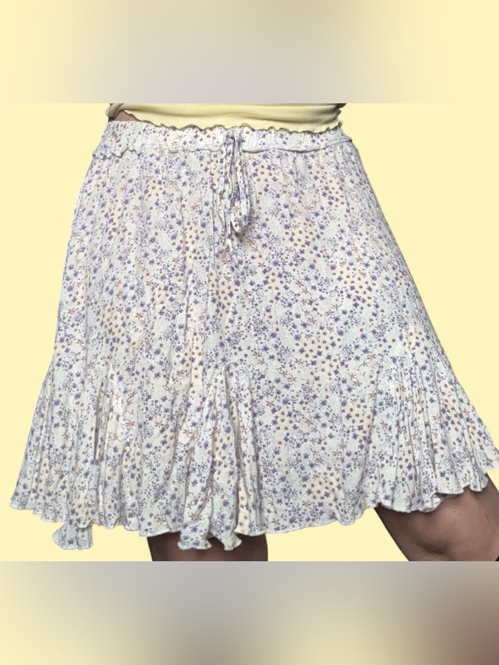 wild fable Cream Floral Tiered Skirt with Lavender & Yellow Accents
